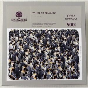 NEW Wentworth Wooden Puzzle Where To Penguin 500pc w/gift wrap & ribbon